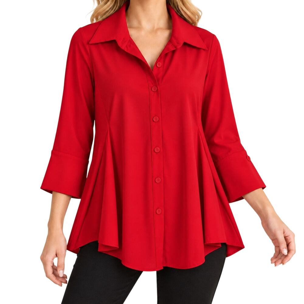 NEW NWT IC by Connie K Small Red Wearable Art to Wear Artsy Christmas Holiday